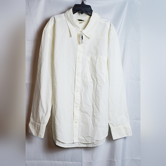 Madewell Men's  Off  White Poplin Easy Long-Sleeve Shirt Relaxed size Large nwt - Picture 6 of 9